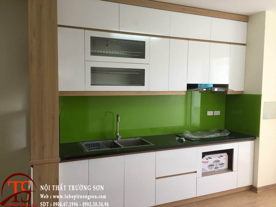 Tủ bếp gỗ mfc lõ xanh chống ẩm phủ bề mặt Melamin cao cấp